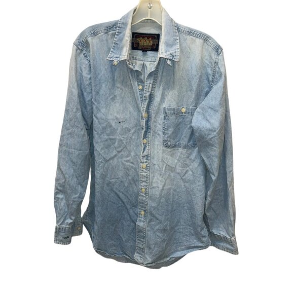 Ralph Lauren Vintage Classic chambray denim jean work shirt 15 1/2 34 - Picture 6 of 7